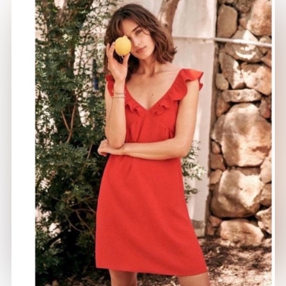 Sezane Olymea Scarlet Ruffle Dress